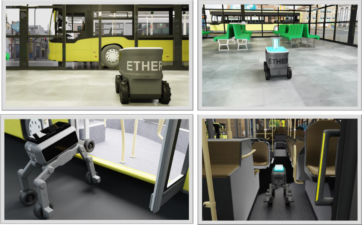 Ether-Bot™ automous robot performing cleaning duties.