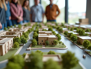 Community planners reviewing neighborhood layout