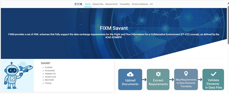 FIXM Savant web prototype interface