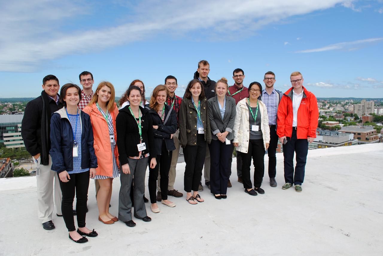 Volpe student interns. (Volpe photo) Group photo of Volpe student interns on the rooftop at the Volpe Center.