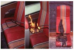 Amtrak seat assembly fire test and results