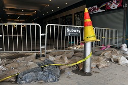 Storm damage in the subway at Coney Island in New York.
