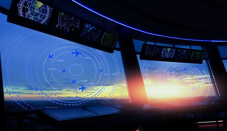 A view from an airplane cockpit
