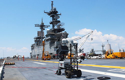 ThermalStare’s Infrared Coating Inspection System inspects the deck of a ship for defects.