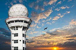 An air traffic control tower.