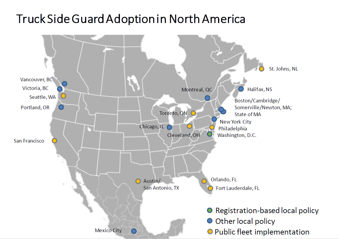 Implemented and pending lateral protective device adoption in North America.