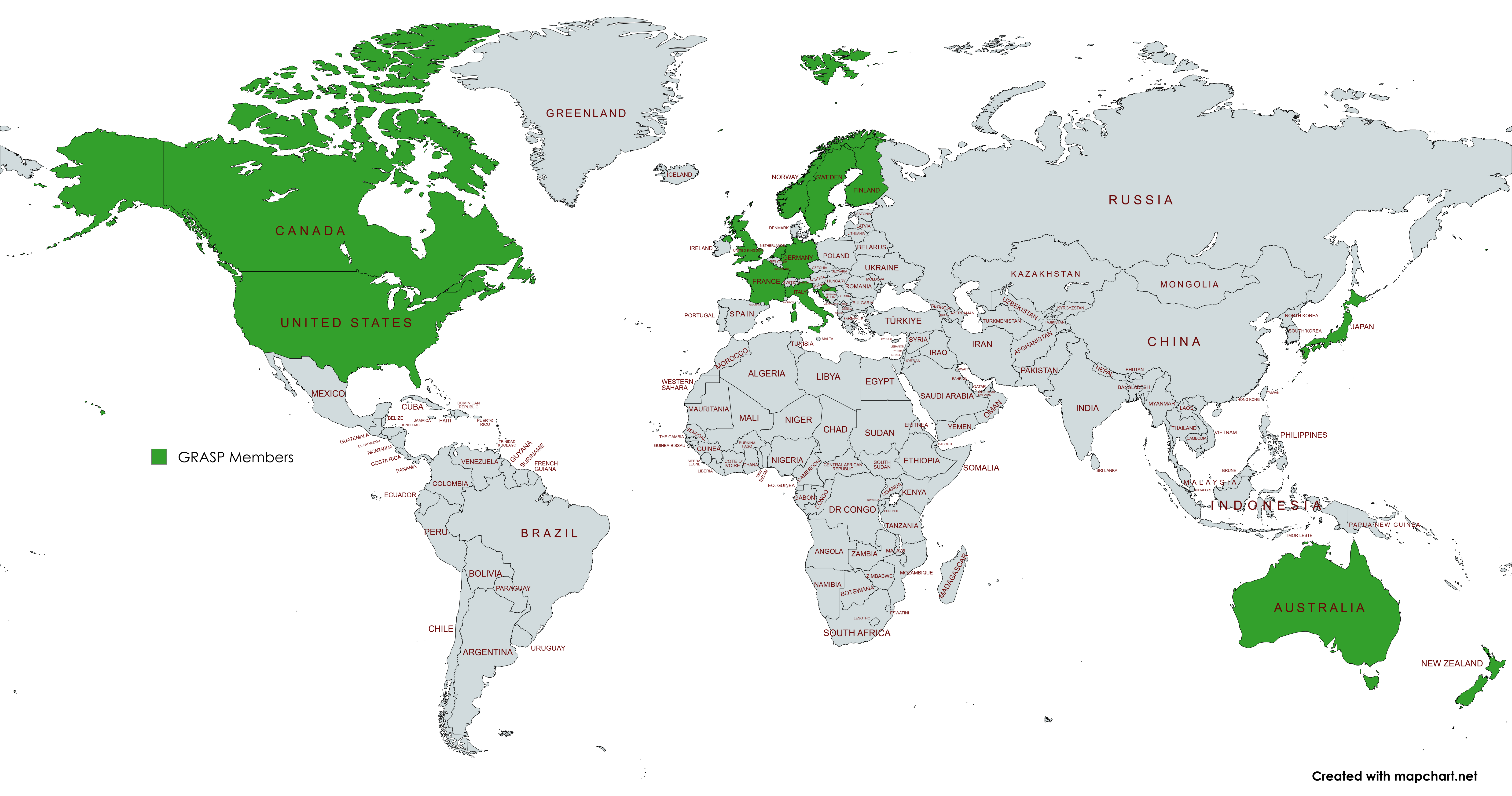 world map showing countries with GRASP participants