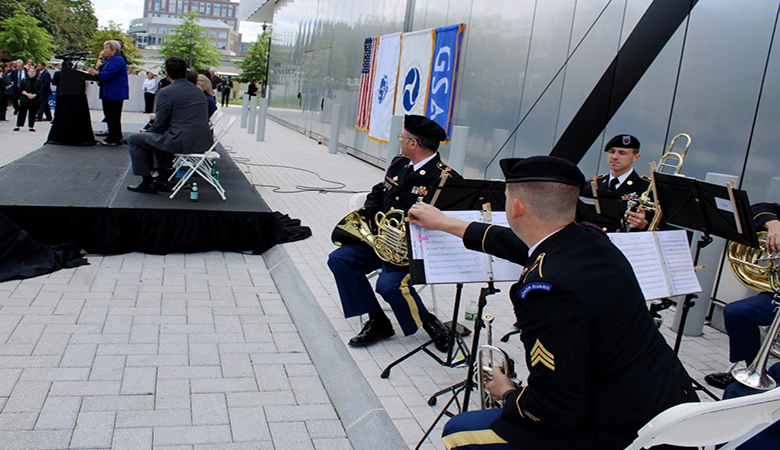 Image of 215th Army Band playing at the ribbon cutting