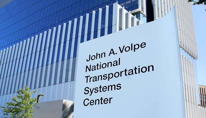 Image of new Volpe facility with sign out front