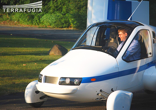 Dietrich in a prototype airworthy "flying car." Dietrich in a prototype airworthy "flying car."