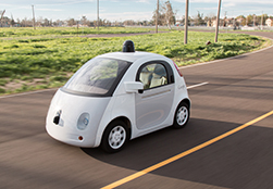 An image of a Google self-driving vehicle prototype.