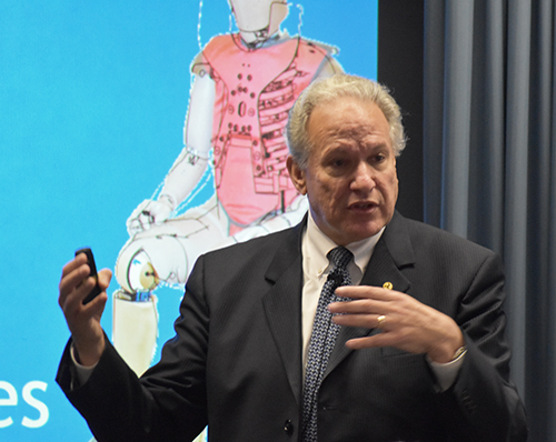 Rosekind speaks to an audience at Volpe as part of the Future of Transportation series. (Volpe photo) Image of Rosekind speaking before an audience at Volpe
