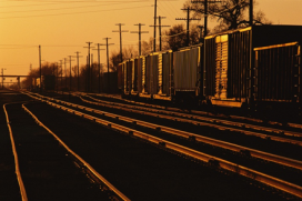 Railroad tracks and cars at night Railroad tracks and cars at night
