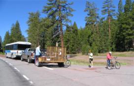 The Bizz Johnson Trail shuttle picks up riders