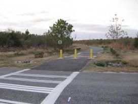 The Southern Tip Bike & Hike Trail in Region 5. (Volpe photo) Road and bike path intersection.