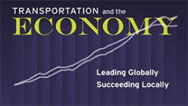 Graphic promoting Volpe's speaker series "Transportation and the Economy."