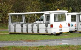 A parked electric tram.